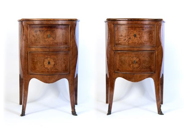 Coppia di comodini intarsiati italiani