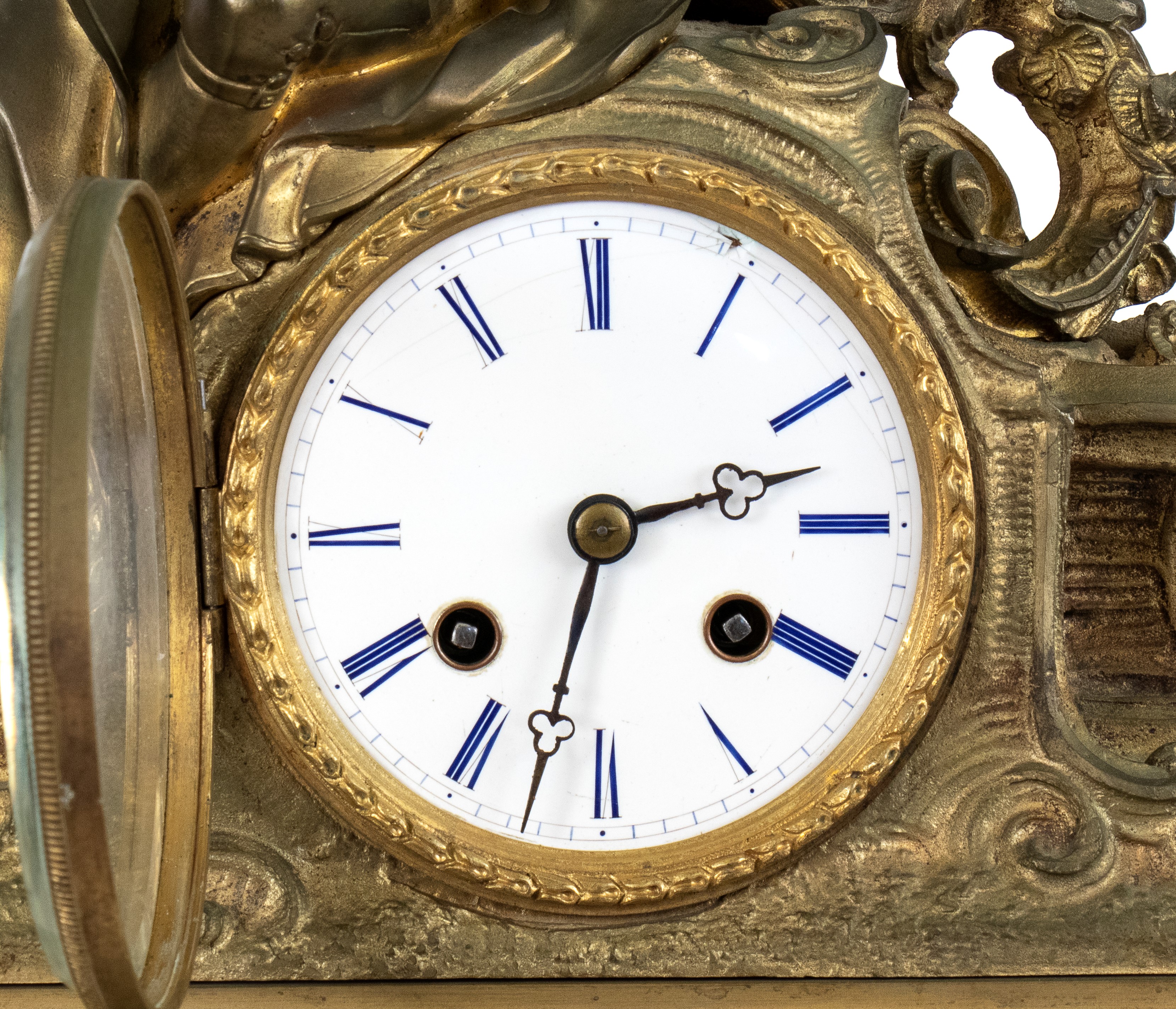 Vincent & Cie - Orologio da tavolo in bronzo dorato con quadrante in smalto bianco