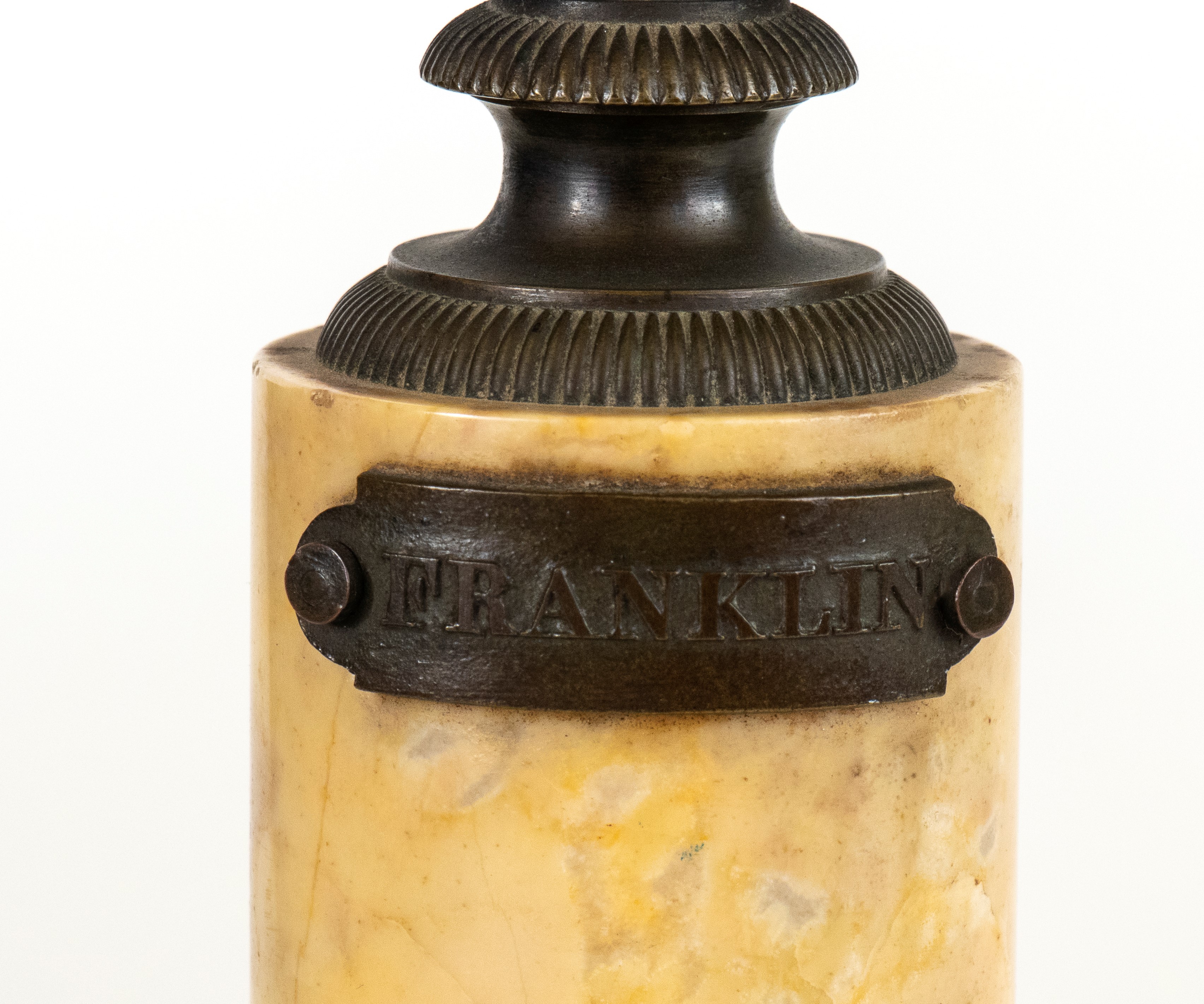 Bustro in bronzo raffigurante Benjamin Franklin e George Washington, Francia, XIX secolo