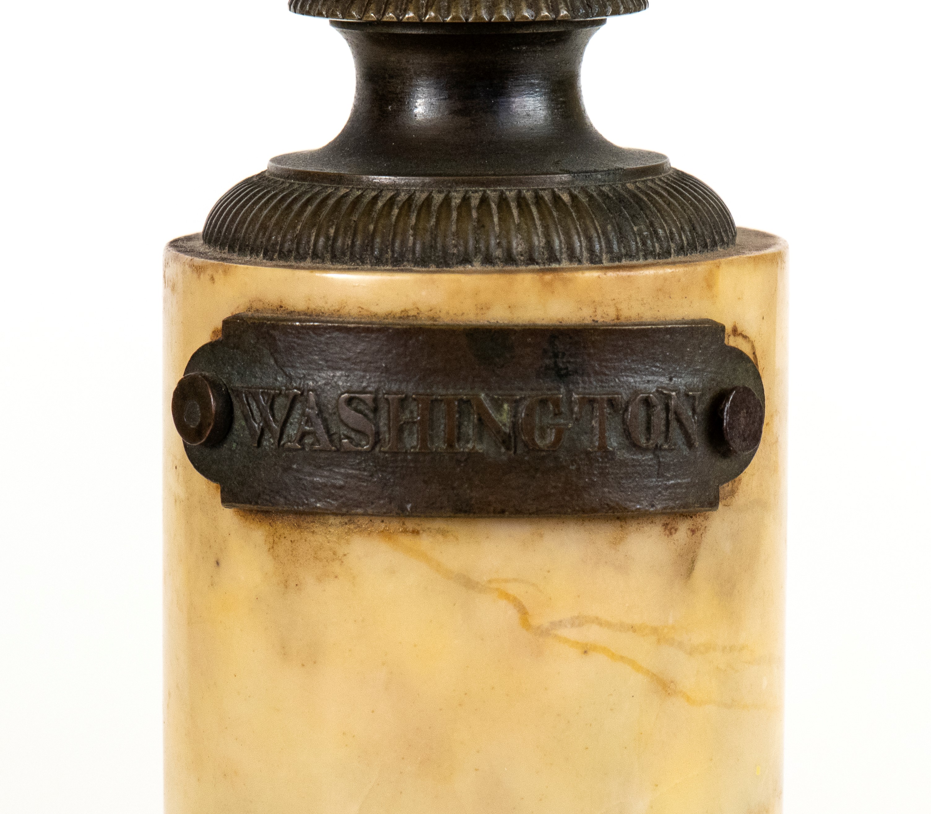 Bustro in bronzo raffigurante Benjamin Franklin e George Washington, Francia, XIX secolo