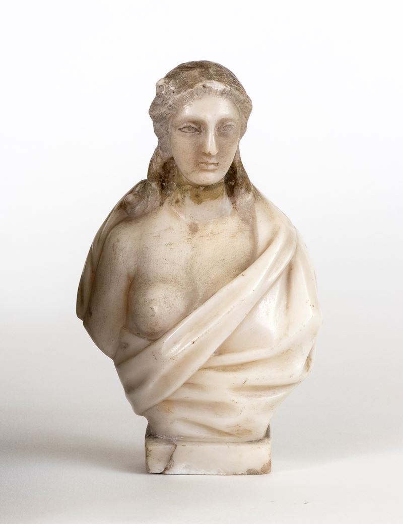Busto femminile in marmo bianco, Italia centrale, XIX secolo