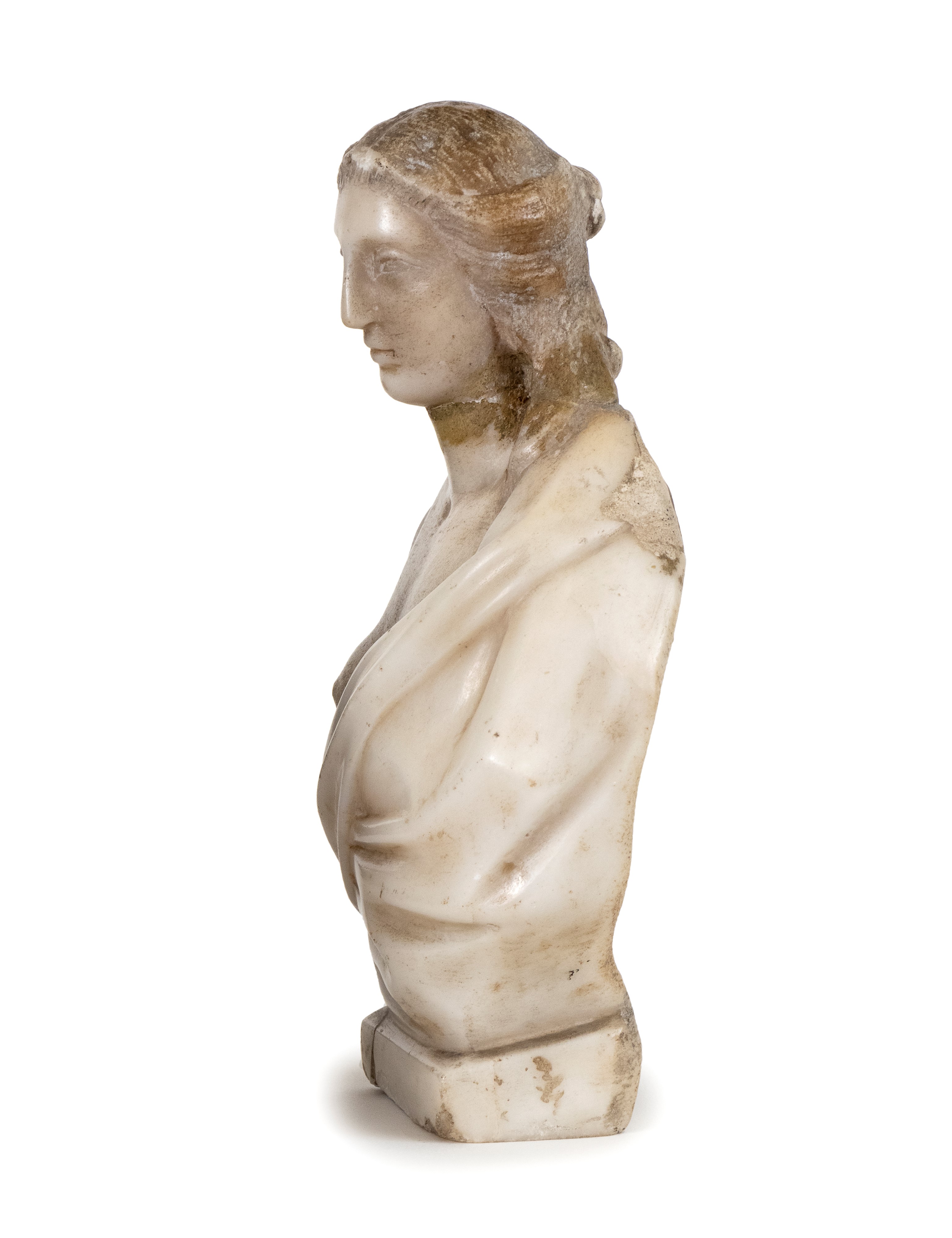 Busto femminile in marmo bianco, Italia centrale, XIX secolo