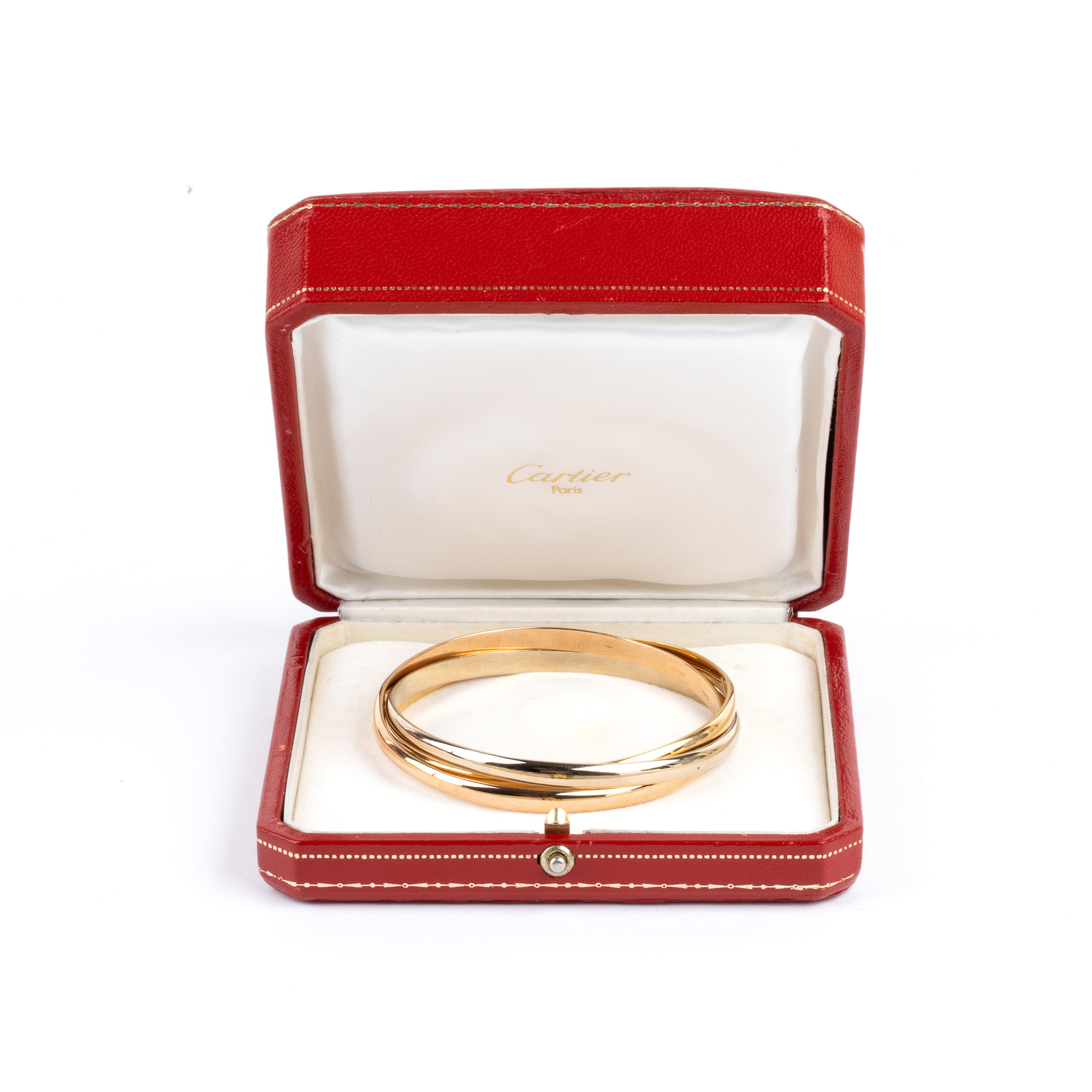 Cartier - Bracciali a cerchio in oro a tre colori 18k con motivo a tre anelli intrecciati