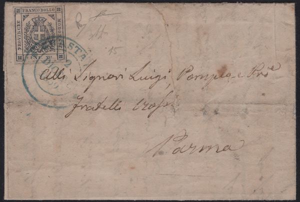 Modena - Gov. Provvisorio, 20 cent. Ardesia Violaceo n.15 su lettera.
