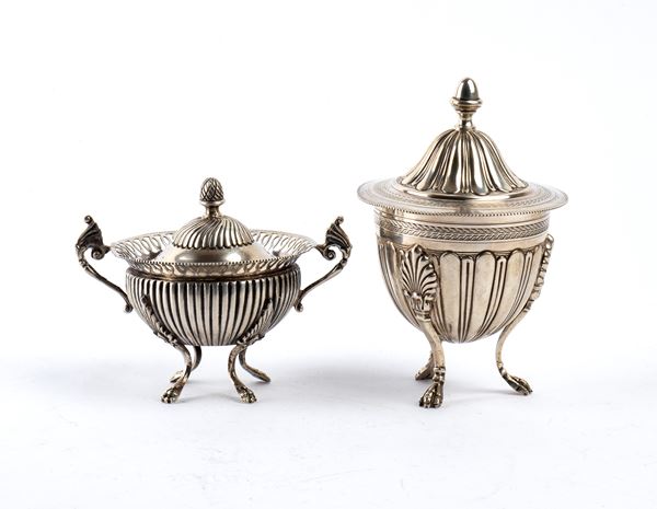 Two italian silver sugar bowl