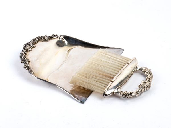 Italian silver dustpan and brush