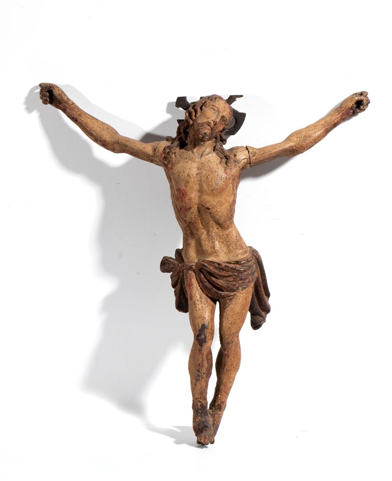 Cristo crocifisso, legno scolpito e dipinto, Italia centrale, XVII secolo