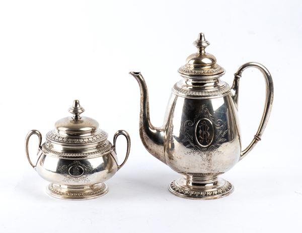 L. Mugnier &amp; C. - German silver teapot and sugar bowl