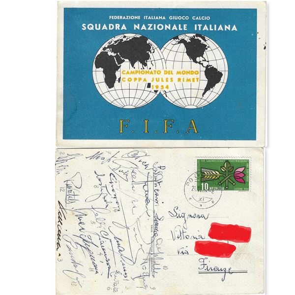 FIFA cartolina mondiali calcio 1954 autografata