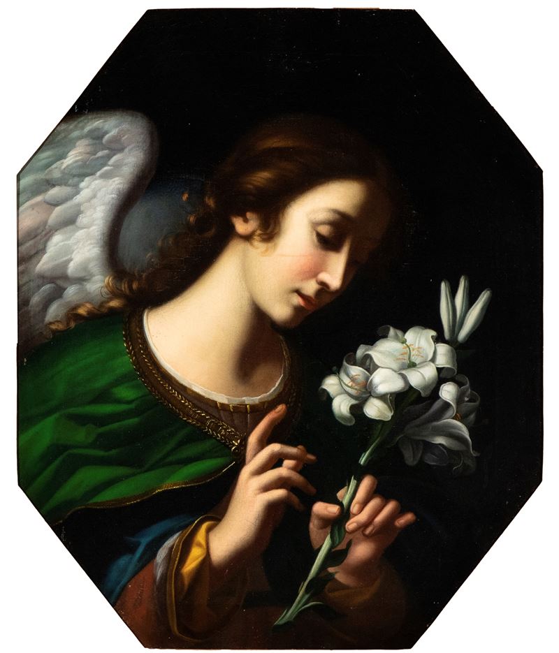 Carlo Dolci - Angelo annunziante, olio su tela ottagonale