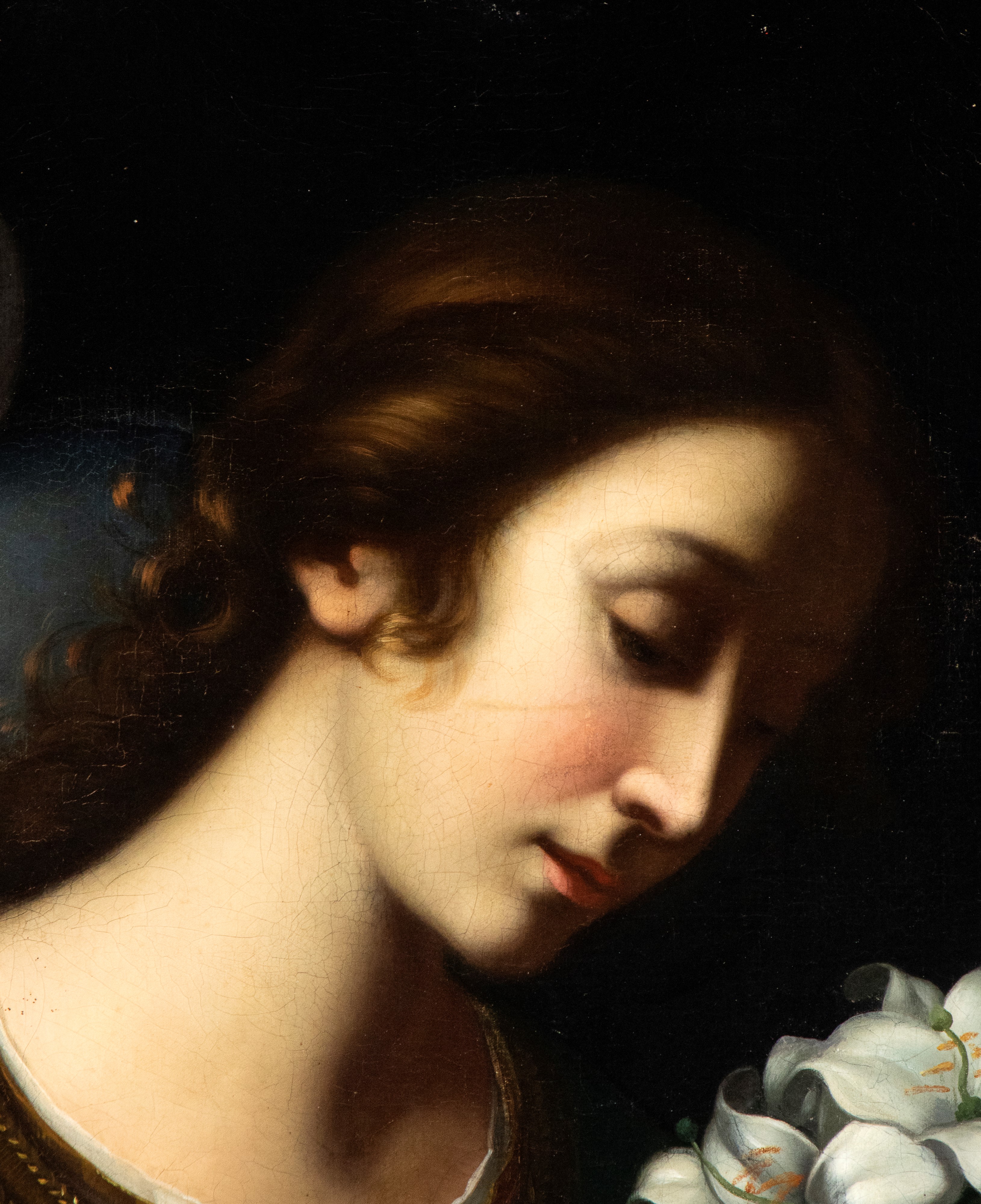 Carlo Dolci - Angelo annunziante, olio su tela ottagonale