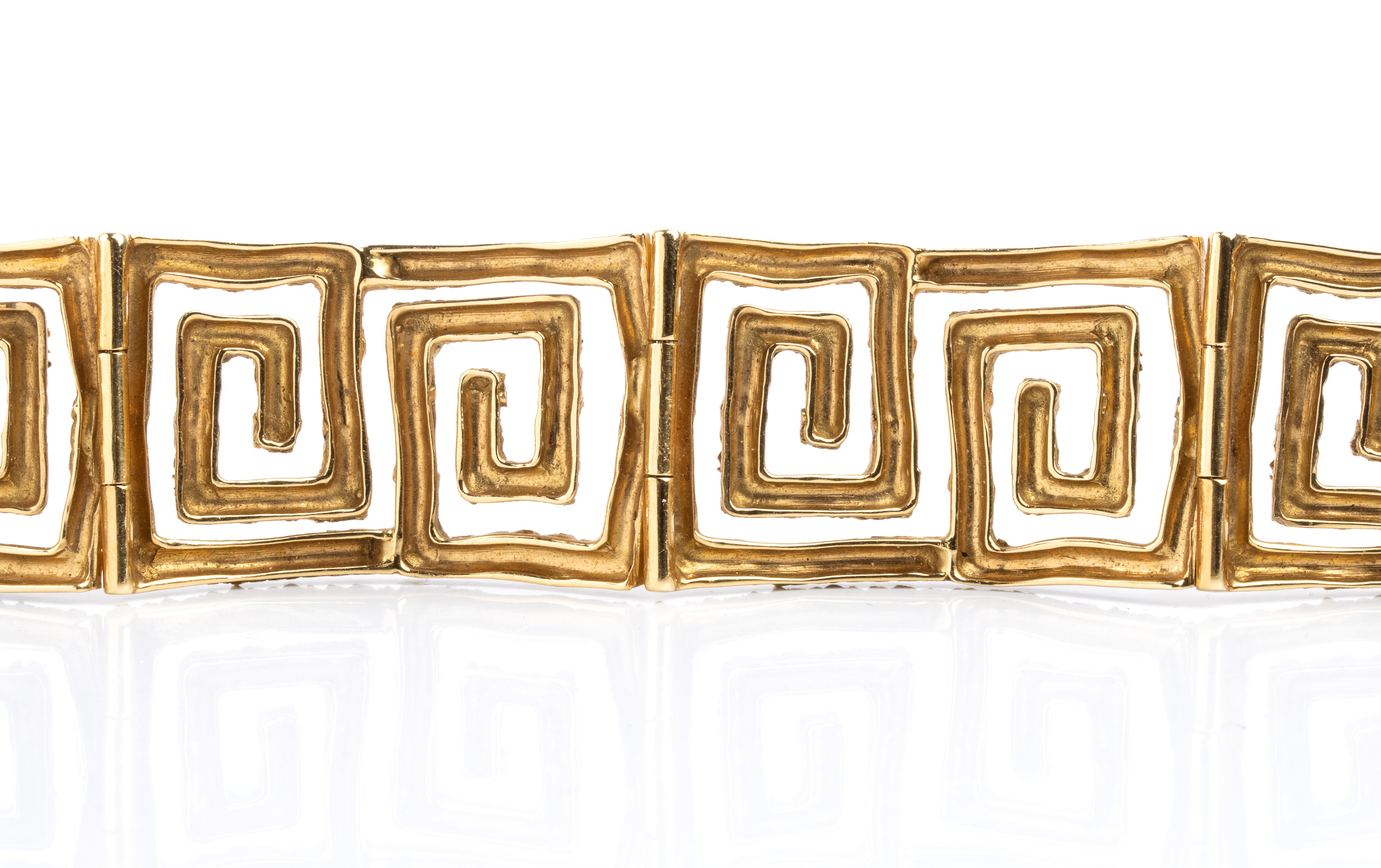 Bracciale in oro giallo 18k a spirali intrecciate, anni ’60
