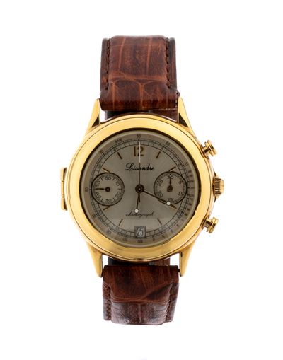 Orologio da polso cronografo con movimento manuale e cassa in metallo dorato