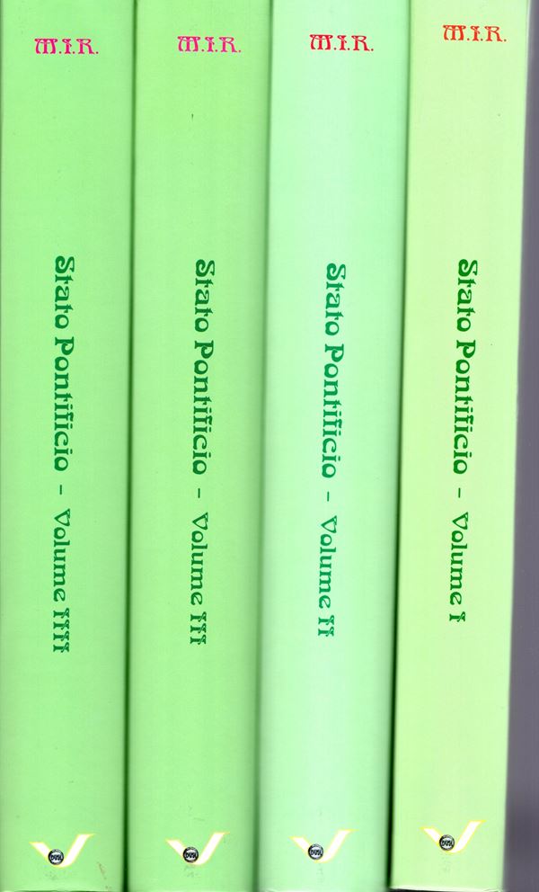 TOFFANIN  Alessandro  -  Monete italiane regionali.   Stato Pontificio. 4 volumi opera completa 2017\2022. Vol. I. dalle origini a Leone X 1521.  pp 463, Vol II da Adriano VI 1521 a PaoloV 1621. pp 575. Vol. III. Da Gregorio XV 1621 a Innocenzo XIII. Pp 558.  Vol. IIII. da Benedetto XIII 1724 a Pio IX 1878. pp. 559. con un totale complessivo di 3176 illustrazioni a colori + aggiunte e correzioni, alcune tavole a colori nel testo, legatura ed. ottimo stato.
