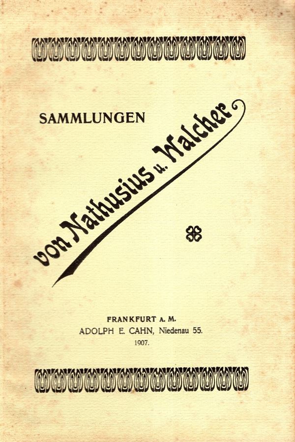 CAHN  E. A. - Frankfurt am Main, 18 - Marz, 1907. Sammlung Landstallemeisters Herrn von Nathusius. Sammlung von Thaler. II sammlung Walcher. Sammlung von munzen und medaillen der Stadt Schwabisch Hall. Pp 67, nn. 1738, tavole 3. Legatura ed. interno buono stato, raro.