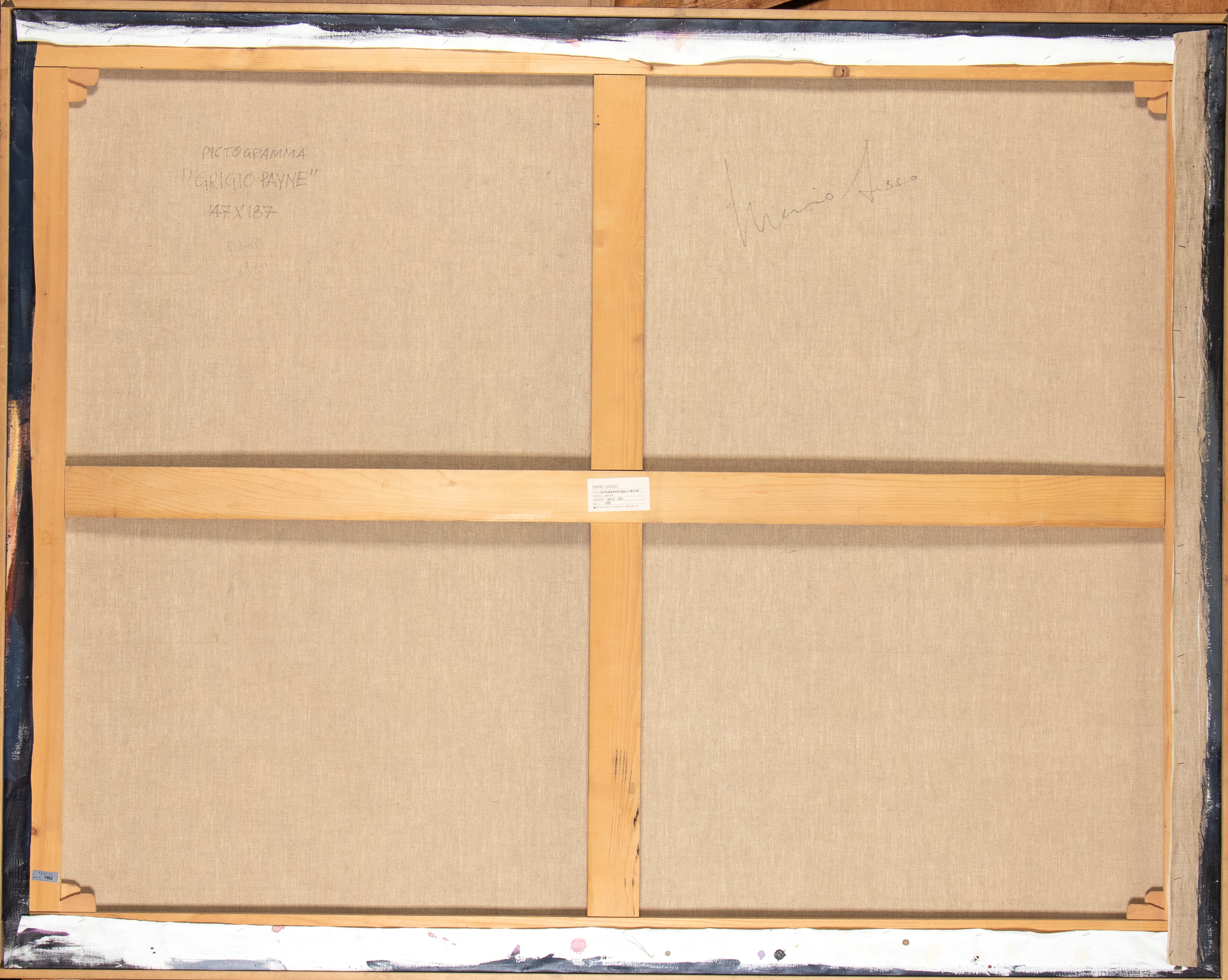 Mario Sasso - Pictogramma Grigio Payne, olio su tela