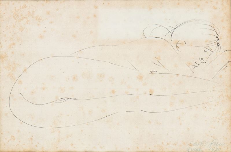 Emilio Greco - Nudo femminile, china su carta vergata