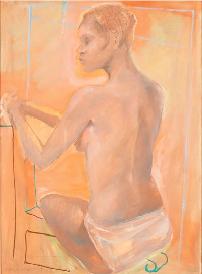 Voleva con eleganza, tempera su carta applicata su tela
