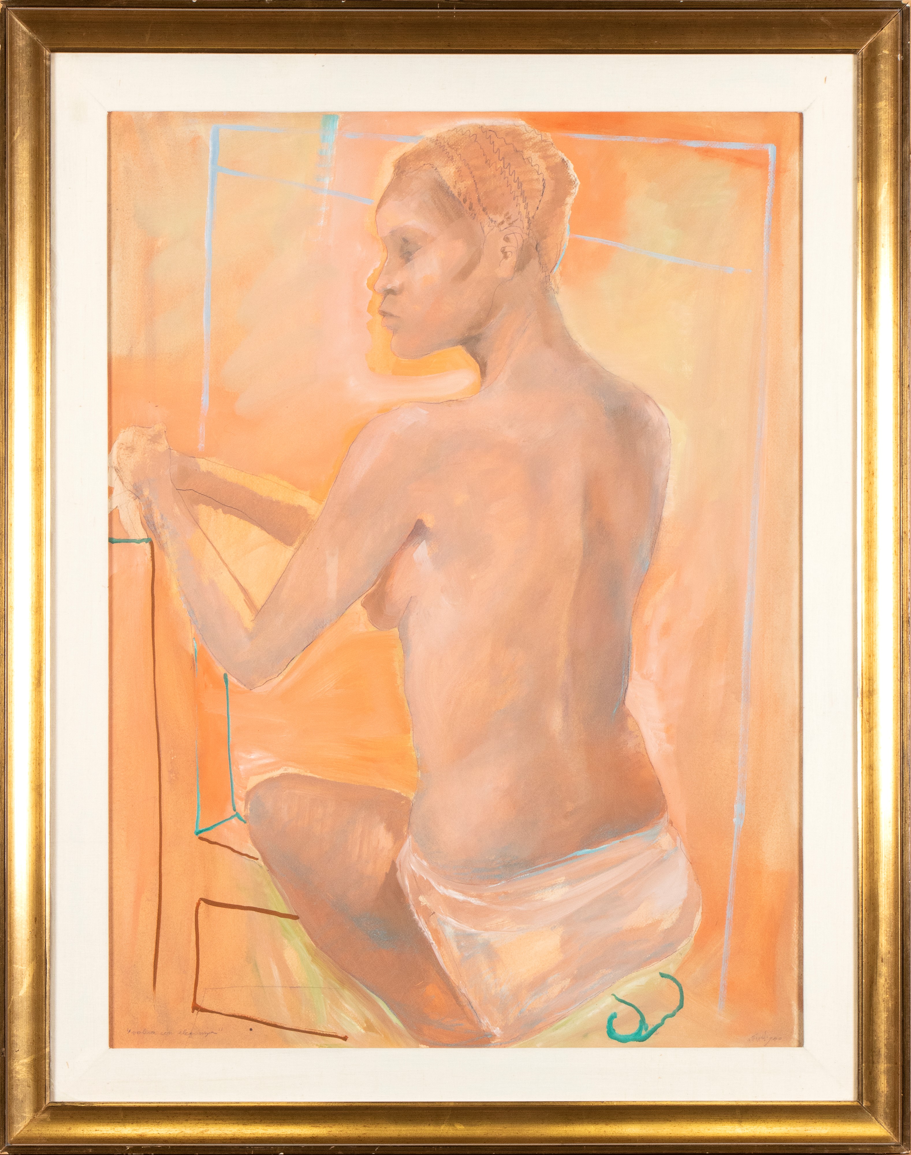 Ugo Attardi - Voleva con eleganza, tempera su carta applicata su tela