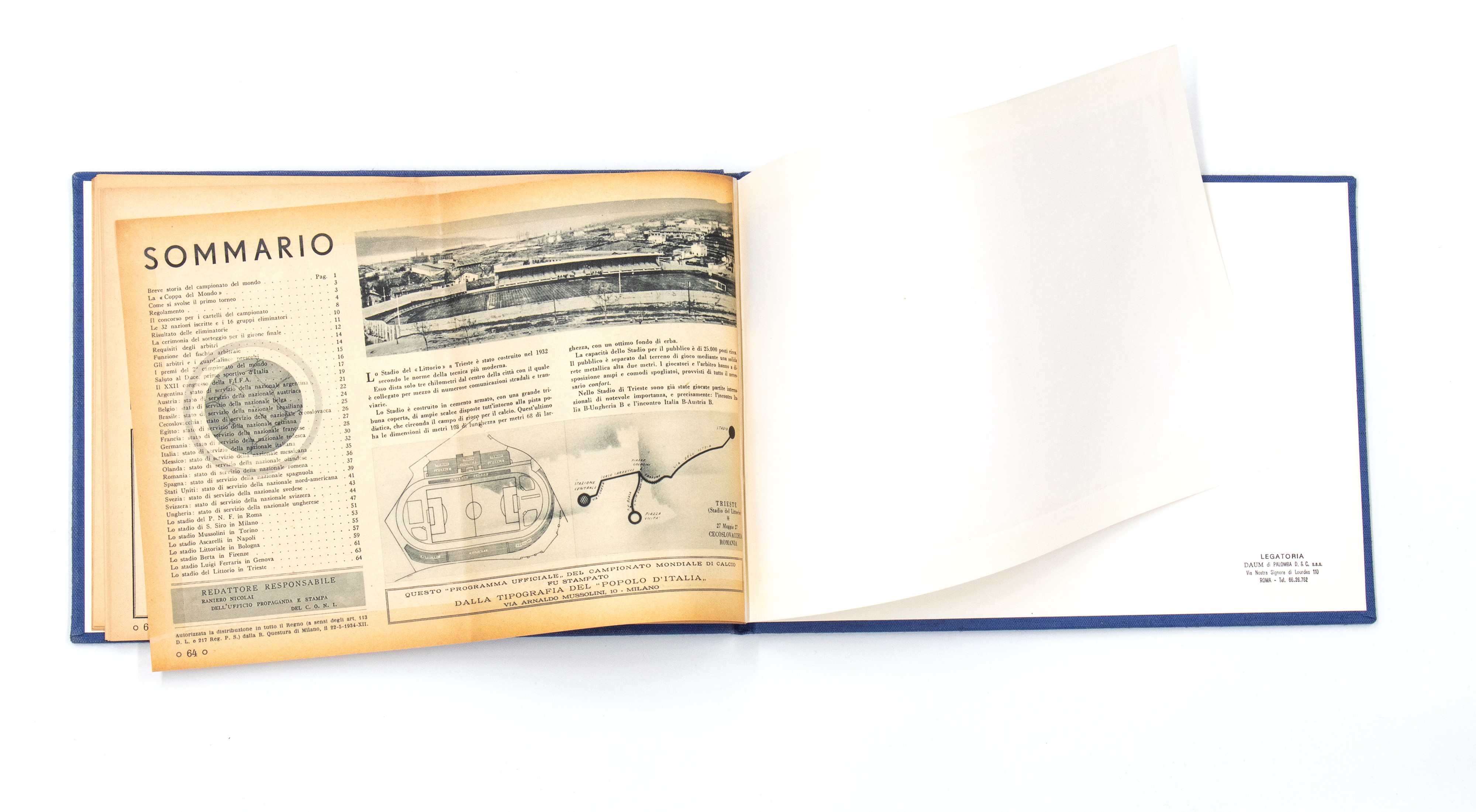 Mondiali Calcio Roma 1934 - Programma