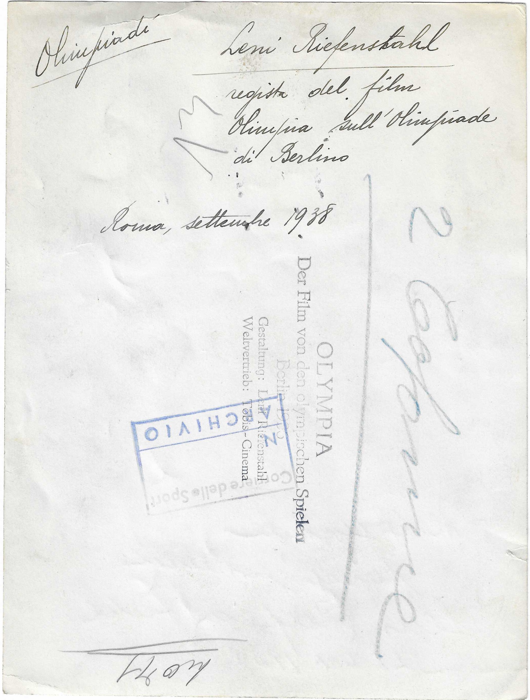 Riefensthal , Leni - Olimpiadi Berlino 1938