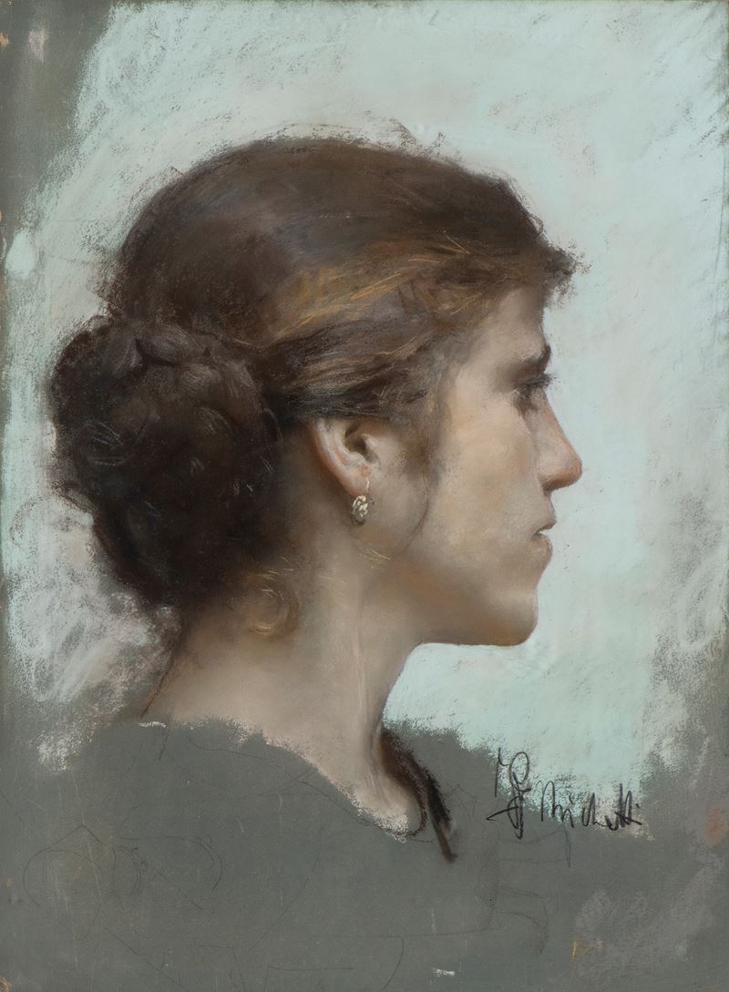 Francesco Paolo Michetti - Ritratto di Christinella, pastelli su carta