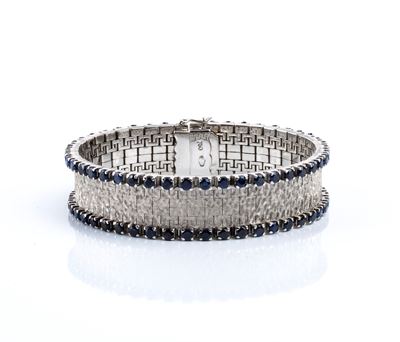 Bracciale in oro bianco 18k con zaffiri blu (circa 3,50 ct)