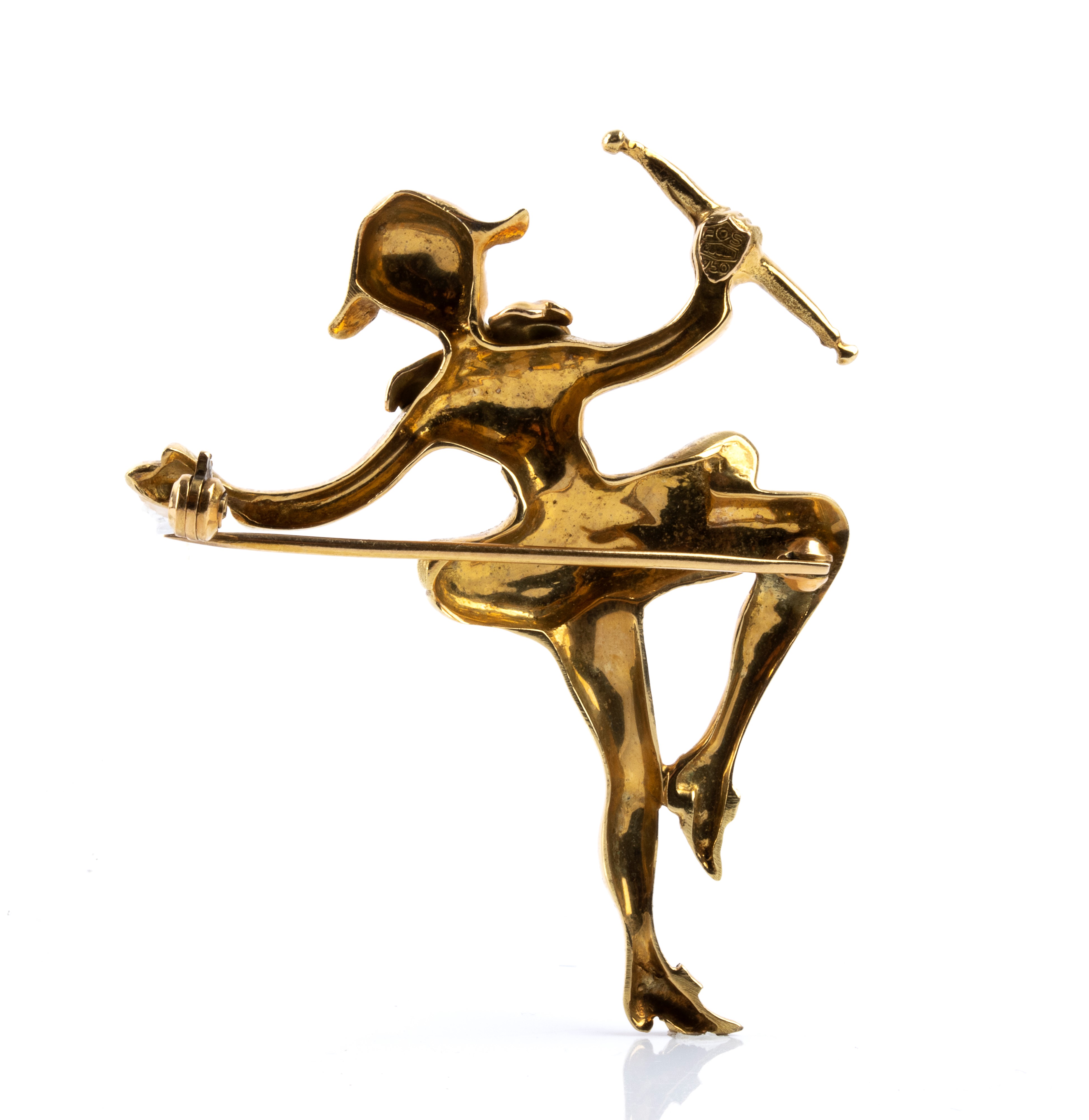 Fos - Spilla Arlecchino danzante in oro giallo 18k con smalti