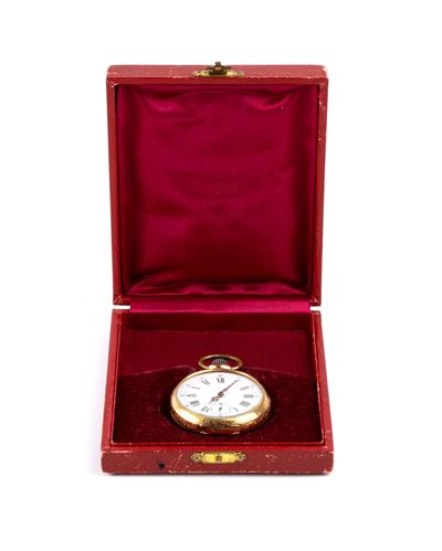Børnard Geneve, Orologio da tasca in oro 18k con quadrante in smalto bianco