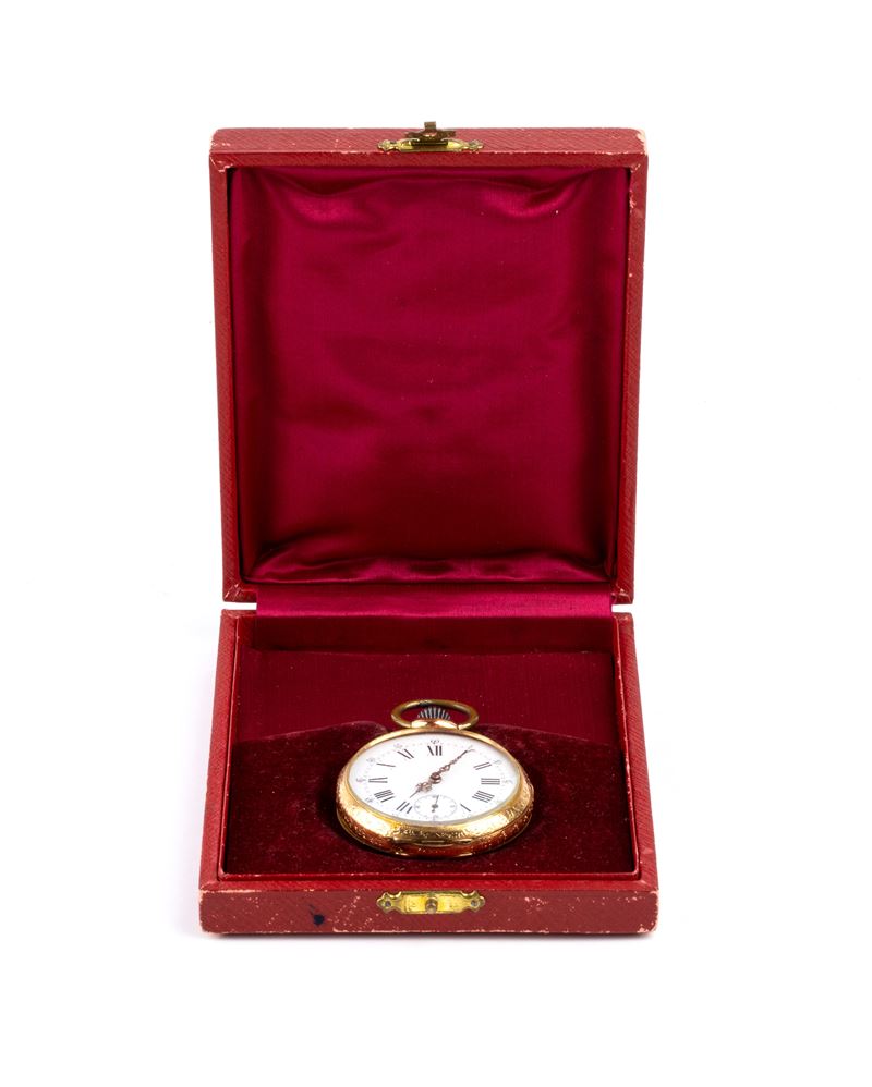 Bornard Geneve - Børnard Geneve, Orologio da tasca in oro 18k con quadrante in smalto bianco