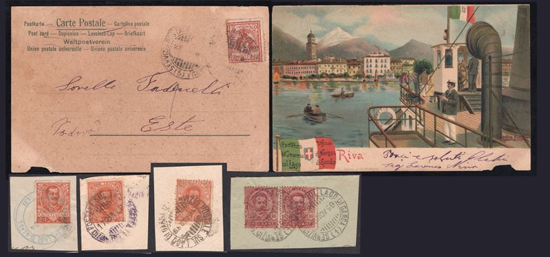 Regno, Studio delle varie tipologie dell'annullo 'Servizio di Posta sul Lago Di Garda', 1890
