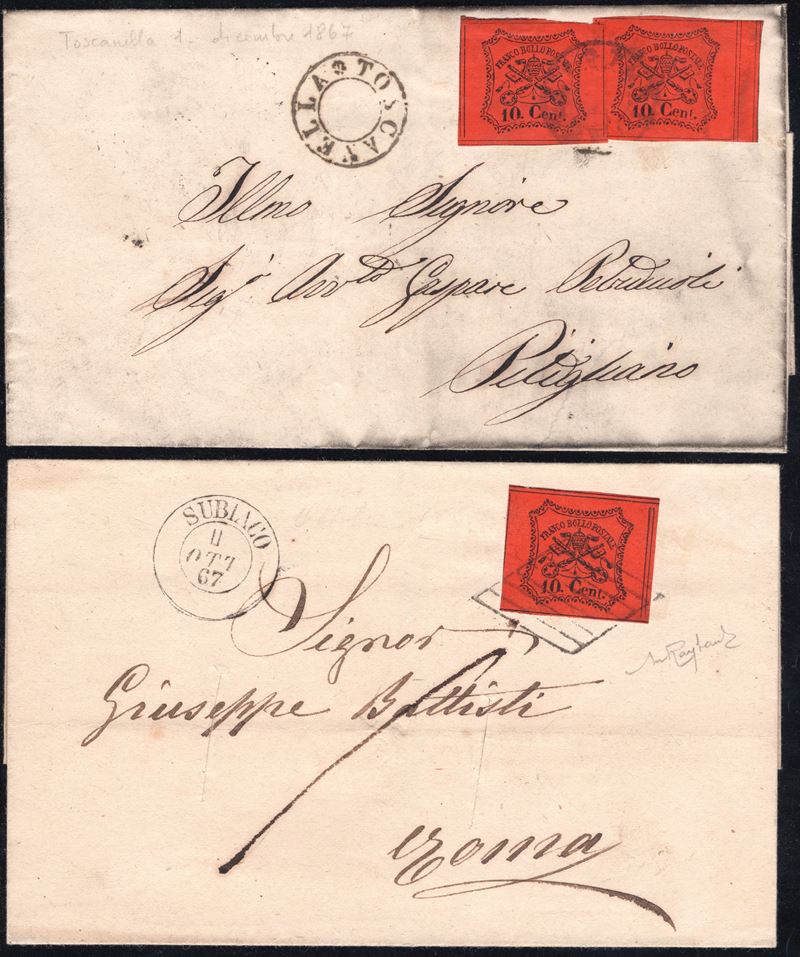 Pontificio, II e III emissione - Raccolta di oggetti postali