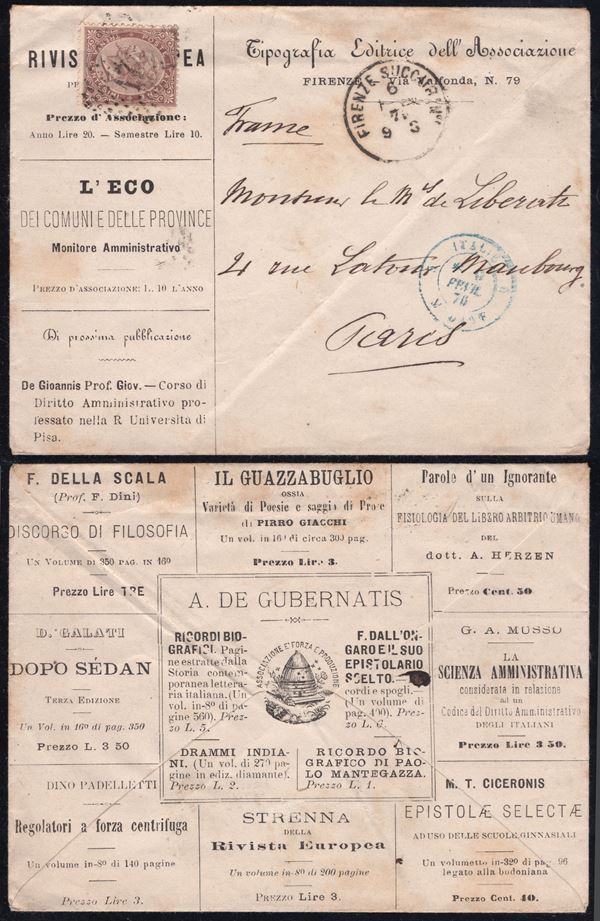 Regno - Storia Postale, 30 cent. su busta pubblicitaria