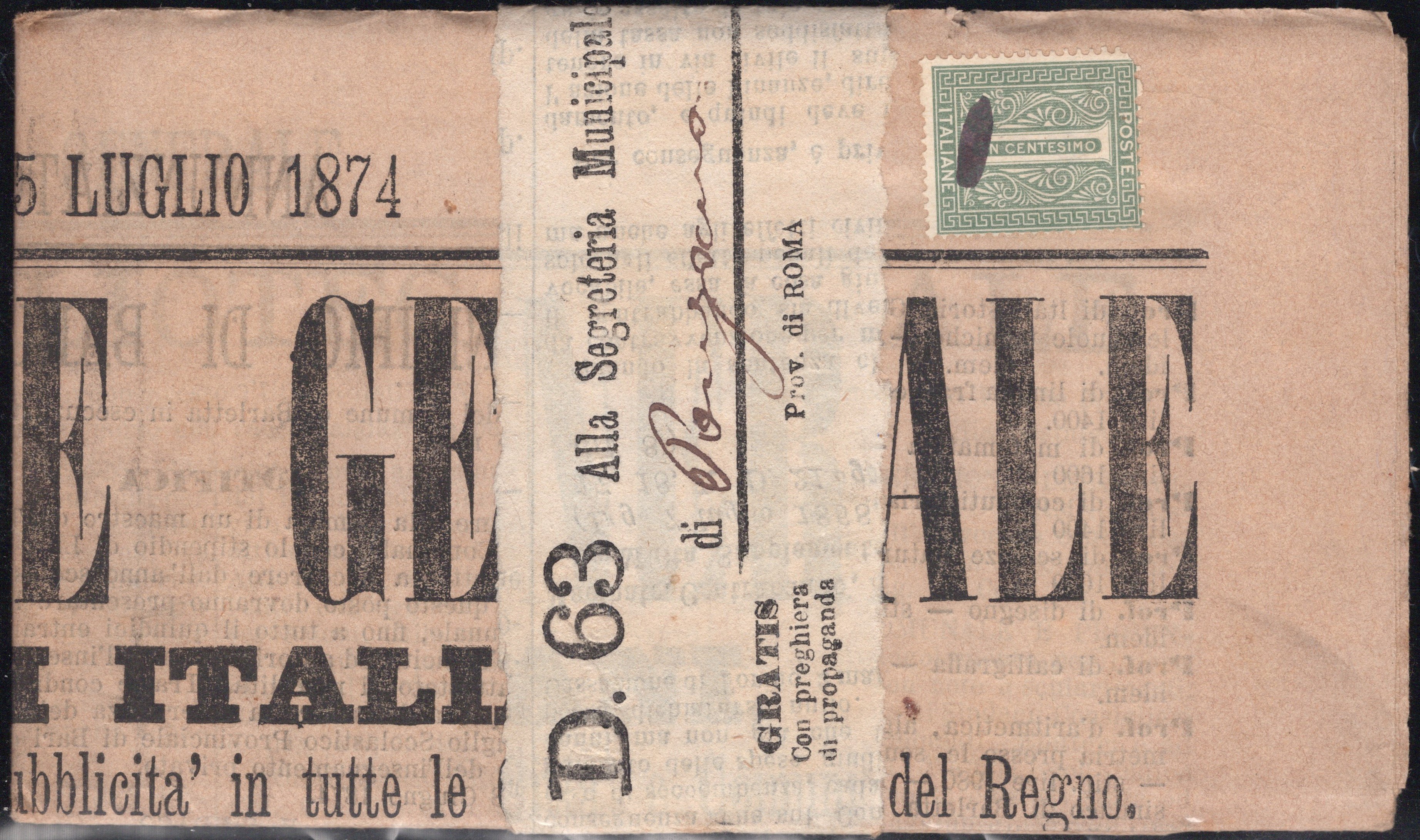 Regno, Storia Postale - Quattro fascette complete affrancate con valori De La Rue e un giornale