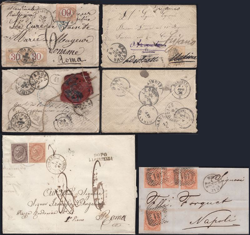 Regno, Storia Postale - Quattro interessanti buste del 1863