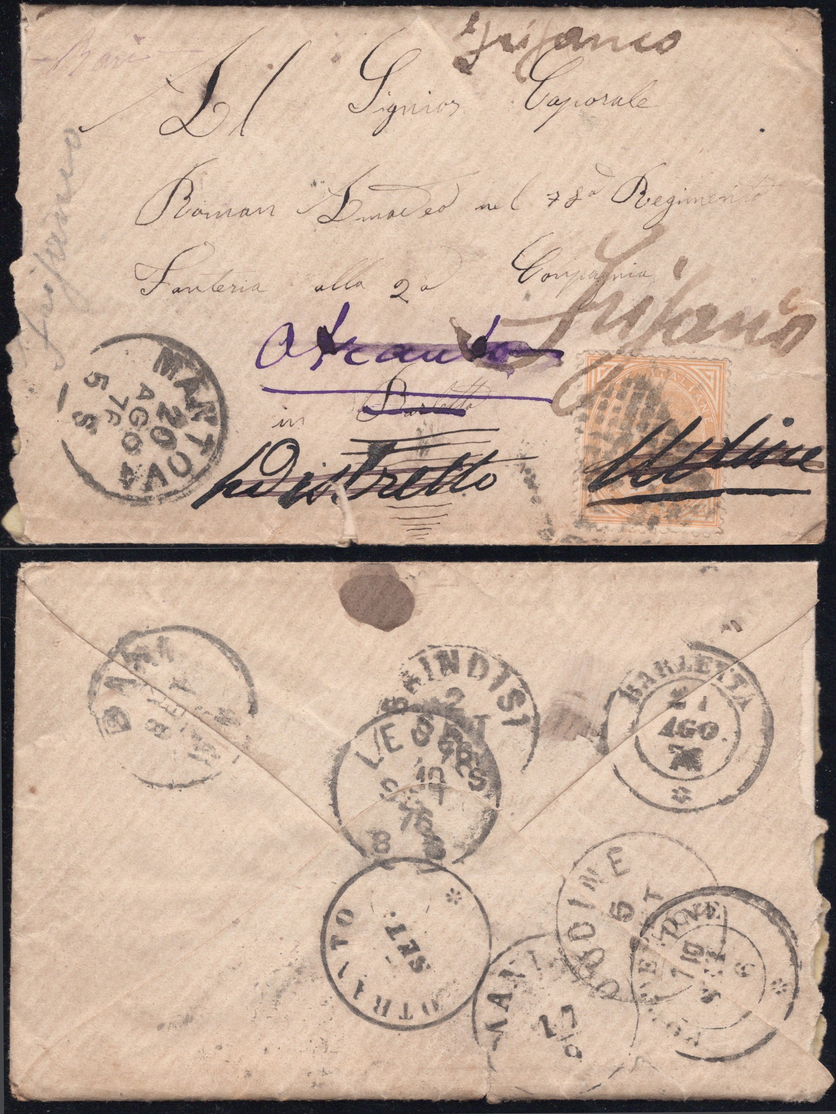 Regno, Storia Postale - Quattro interessanti buste del 1863