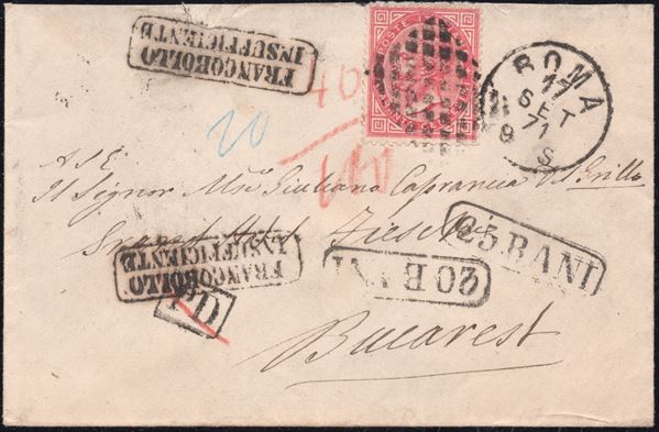 Regno - Destinazioni Estere, una busta per Bucarest