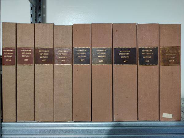 Riviste Filateliche - ''Schweizer Briefmarken Zeitung'' dal 1954 al 1962 in cofanetto