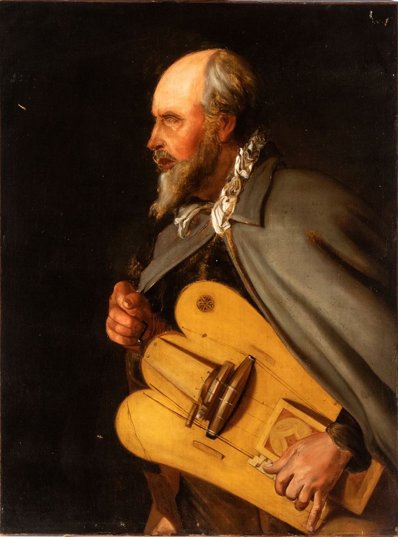 Georges De la Tour - Suonatore cieco di ghironda, olio su tela