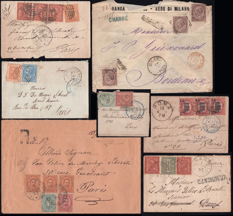 Accumulo di corrispondenza postale italiana verso la Francia, 1863
