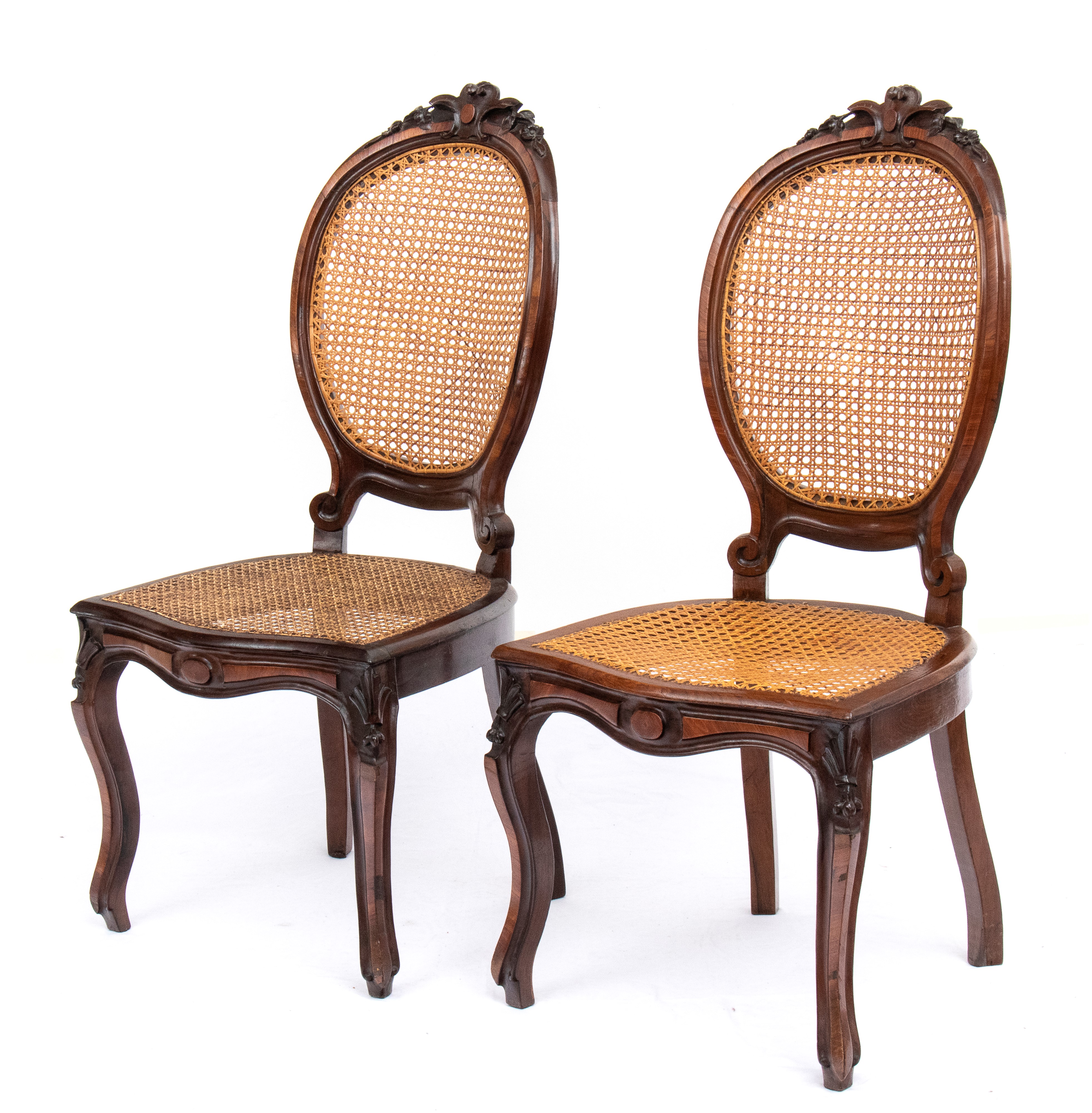 Gruppo di sette sedie in paglia di Vienna