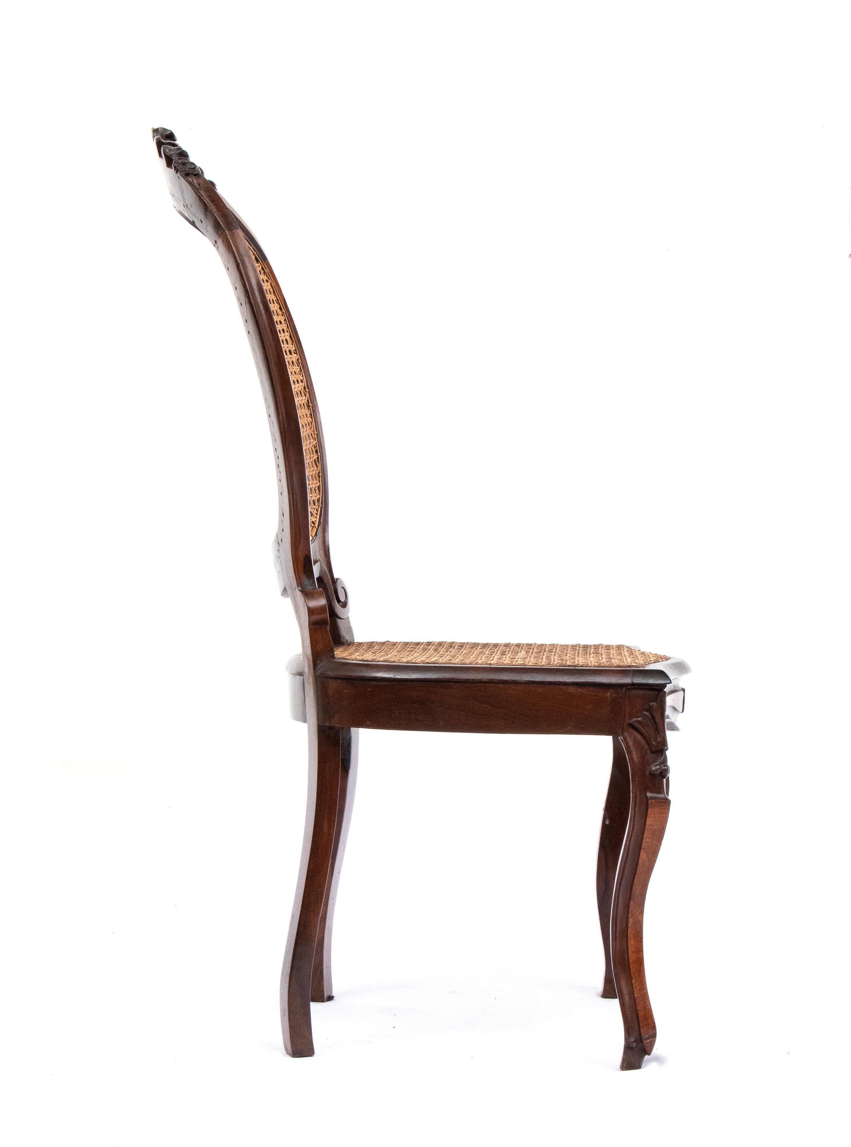 Gruppo di sette sedie in paglia di Vienna