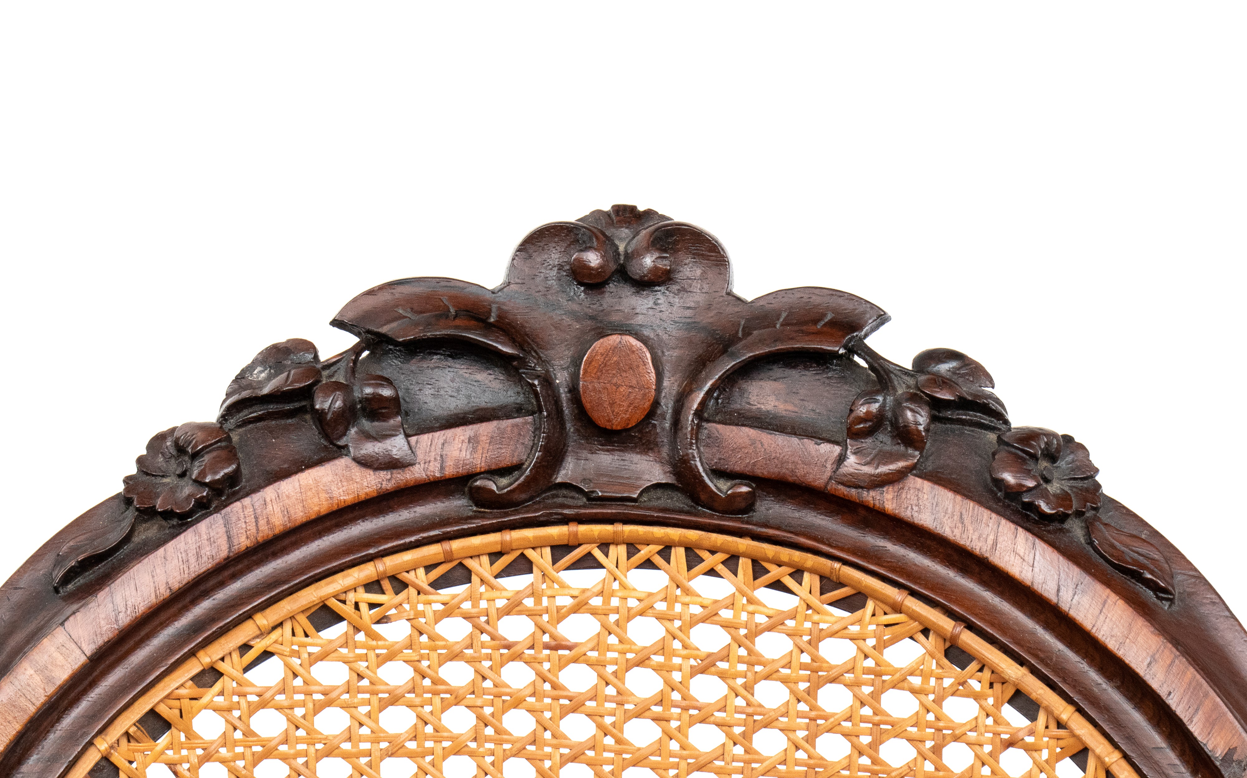 Gruppo di sette sedie in paglia di Vienna