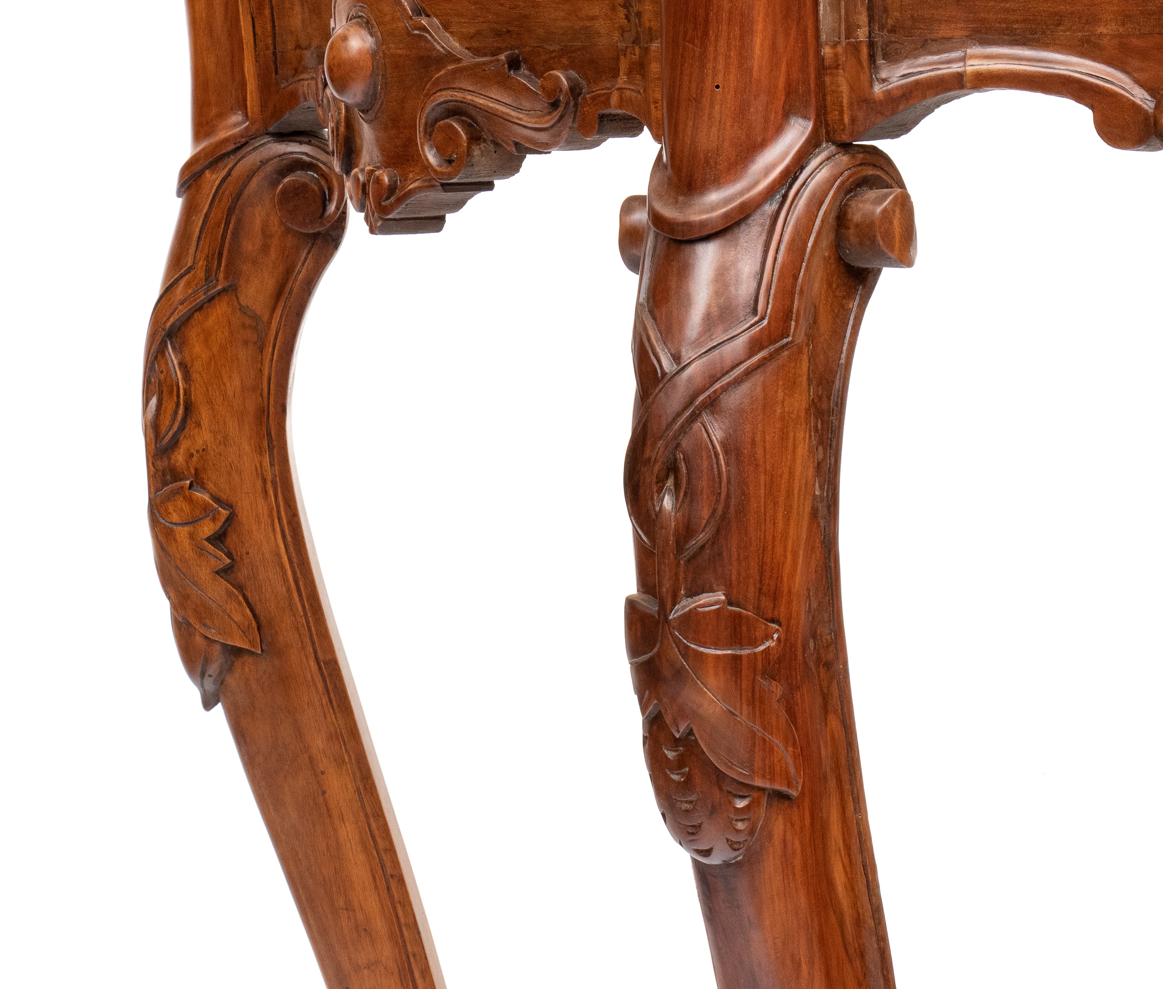 Console genovese, metà XIX secolo, in legno di noce e marmo bianco