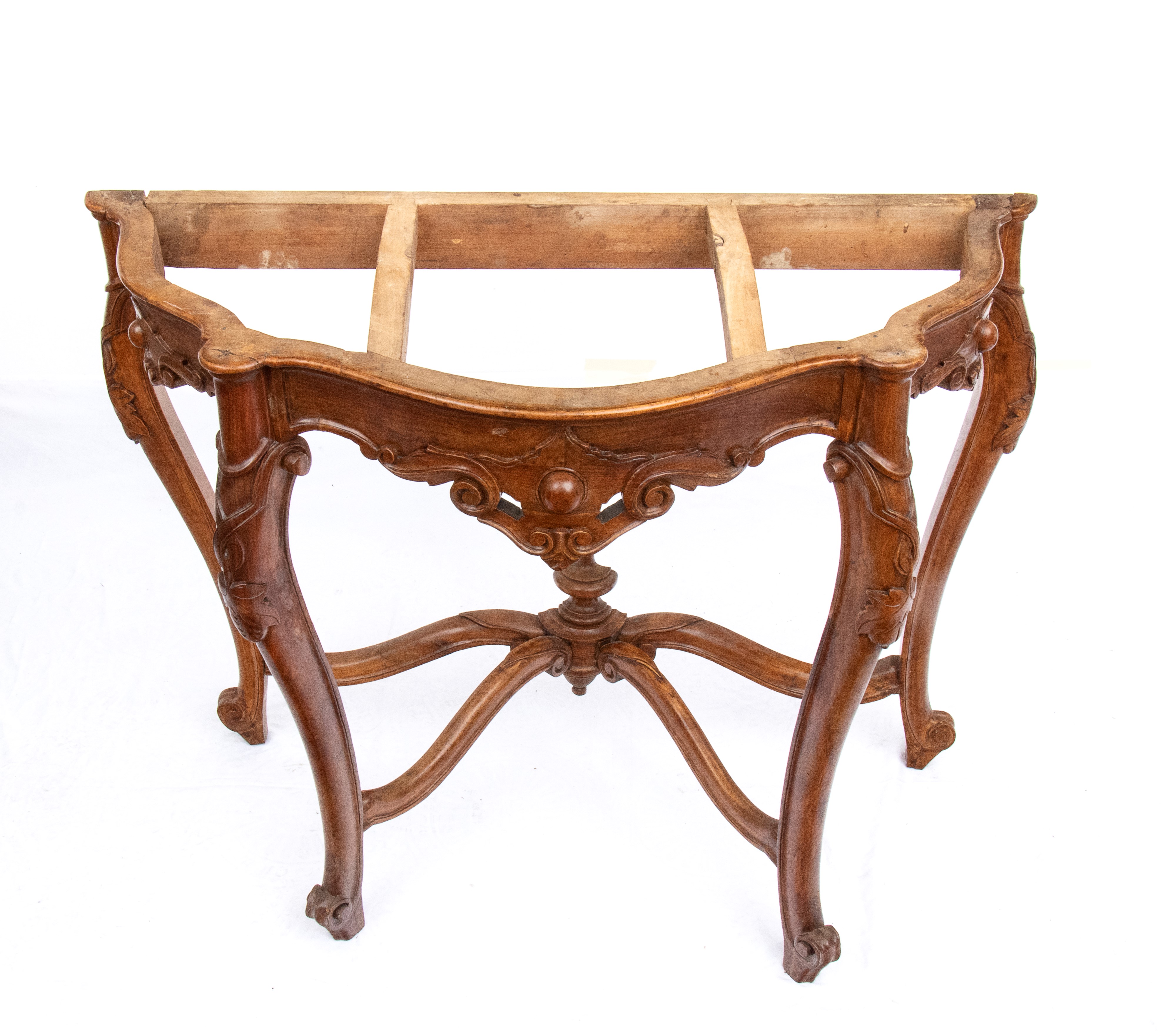 Console genovese, metà XIX secolo, in legno di noce e marmo bianco