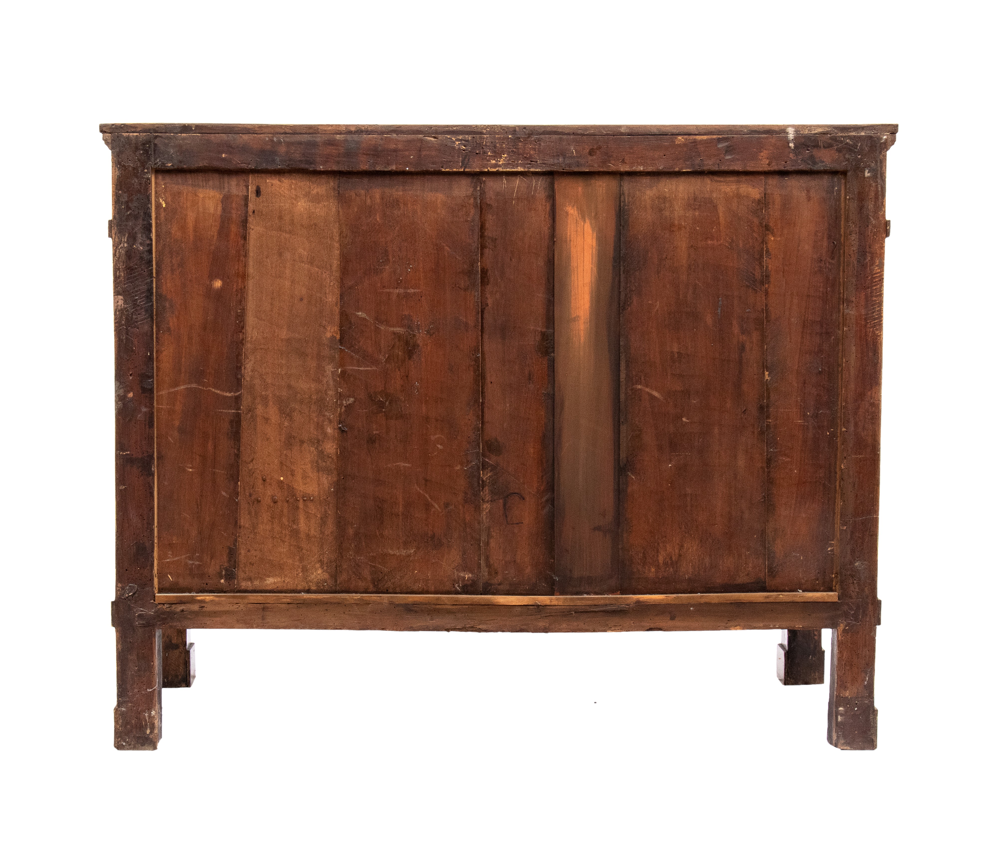 Comò lombardo, intarsiato in legno di noce e decorazioni in ebano viola, Primo quarto del XIX sec...