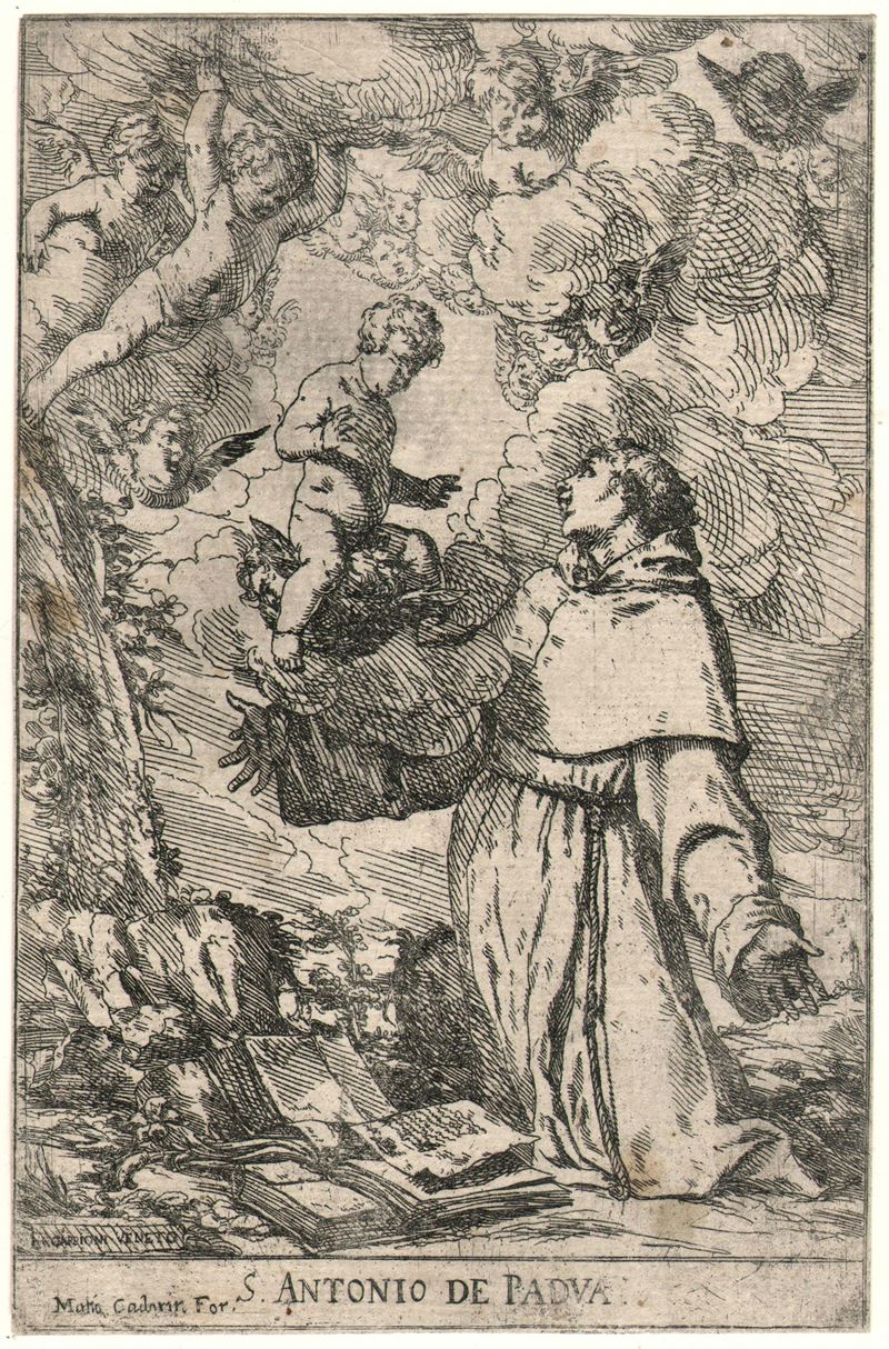 Giulio Carpioni - Sant'Antonio da Padova, acquaforte