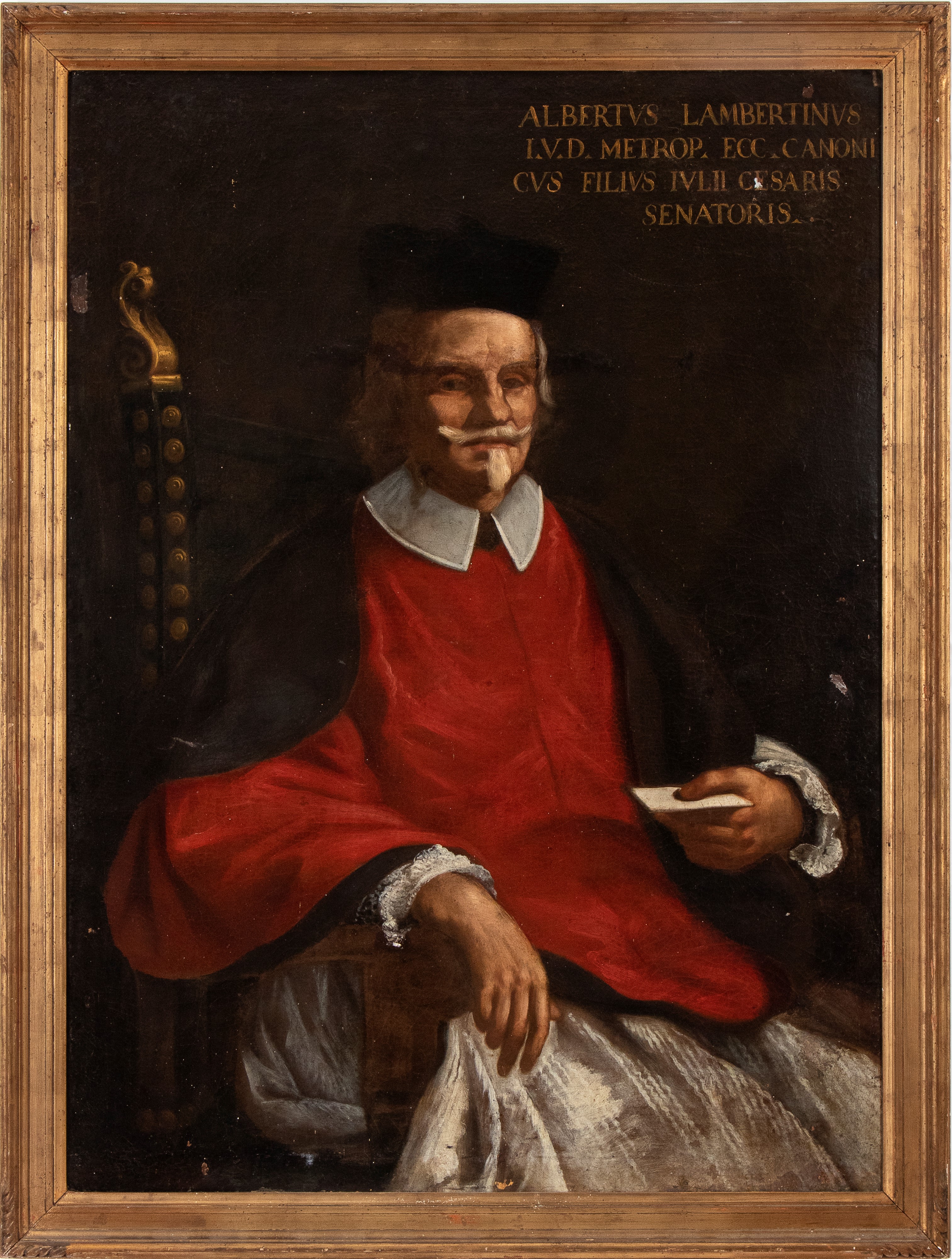 Artista Attivo a Roma, Prima Metà XVII Secolo - Ritratto del Cardinale Alberto Lambertini, olio s...