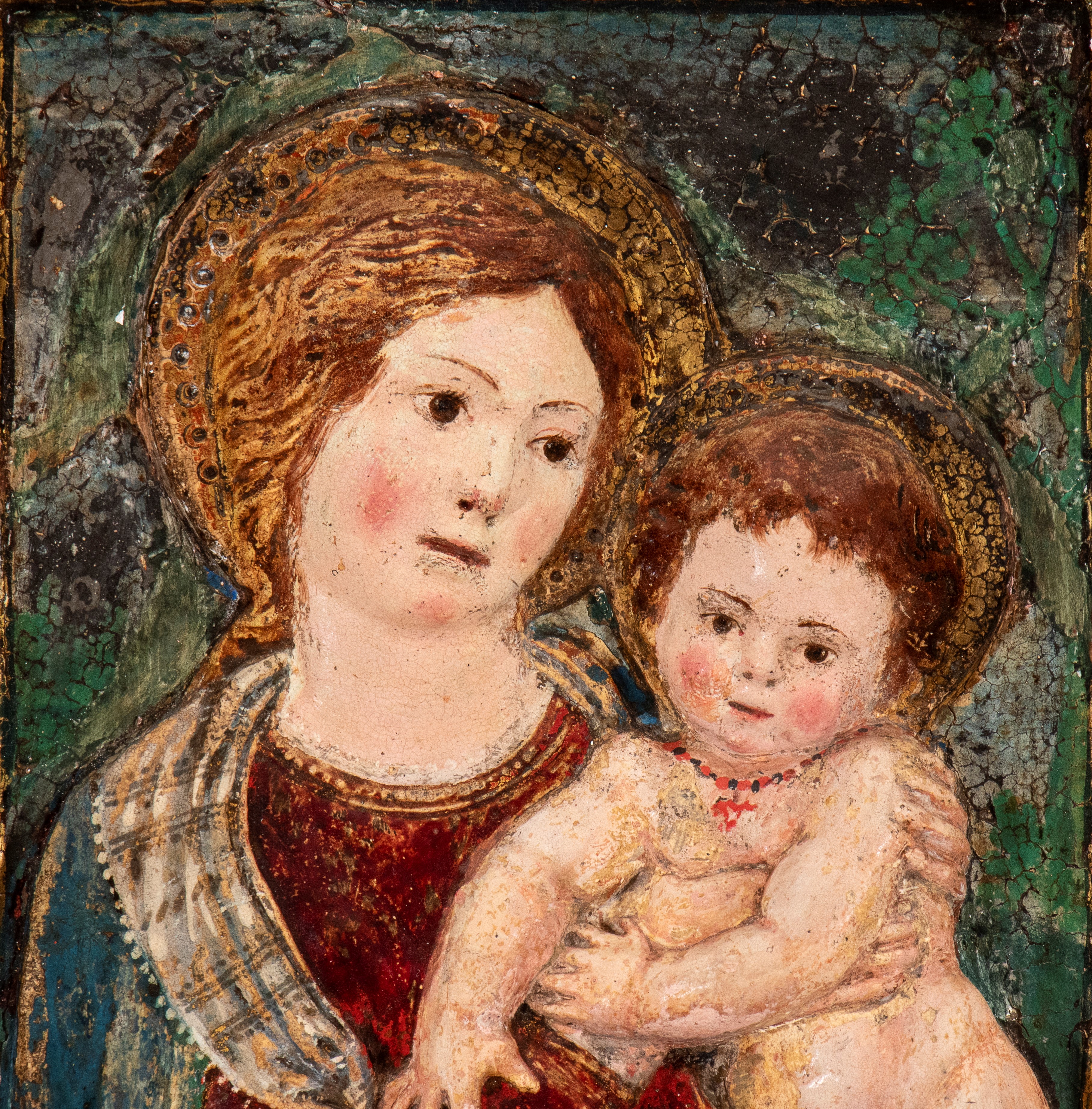 Luca della Robbia - Madonna con Bambino, tempera su gesso, cm 48x31