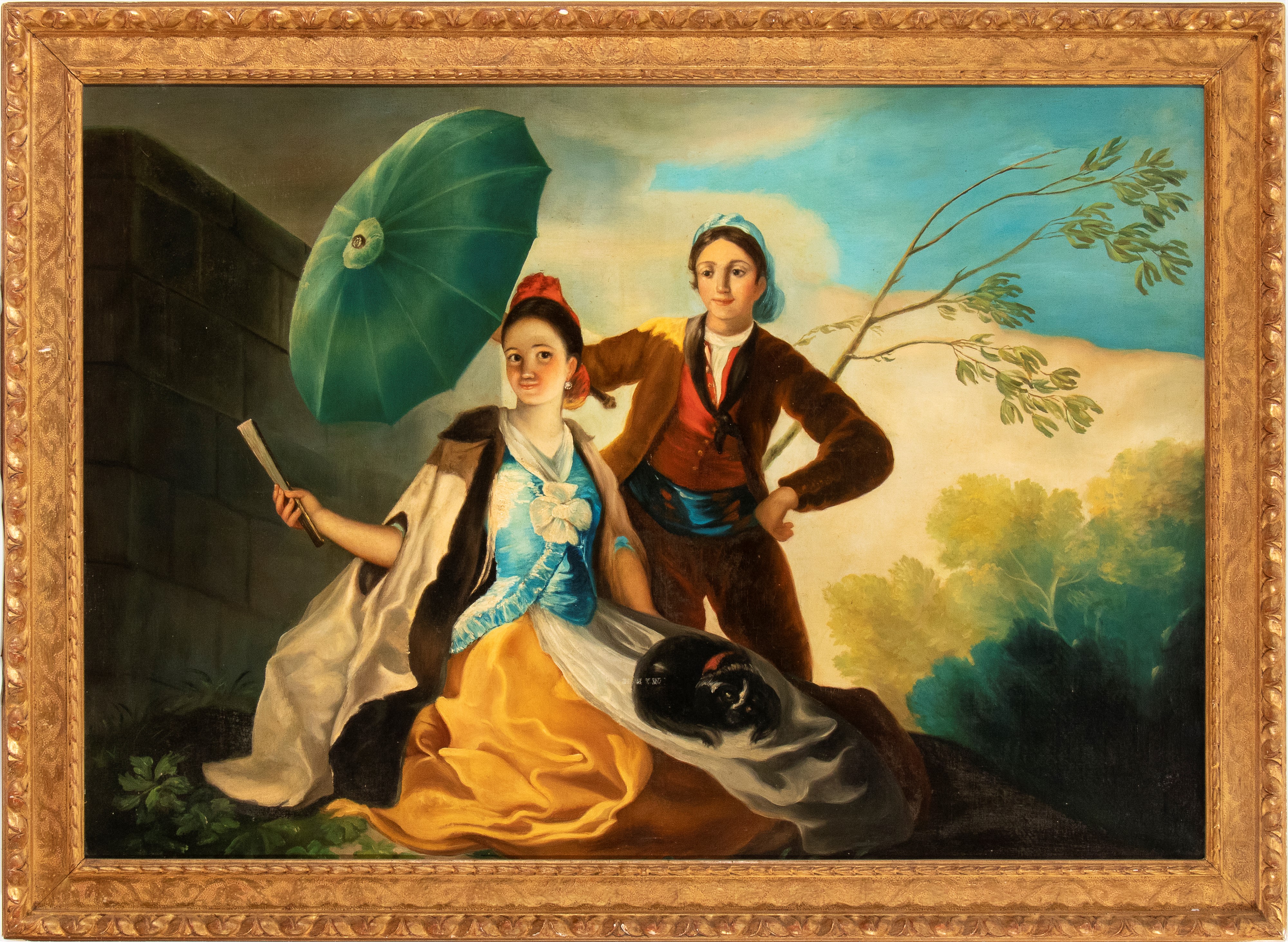 Francisco Goya - Il parasole - Olio su tela, cm 105x151 con cornice